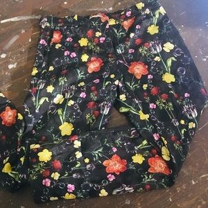 H&M Floral Skinny High Rise Pants 12 NWT